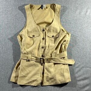 Tan H&M button-up vest with belt